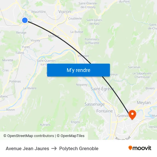 Avenue Jean Jaures to Polytech Grenoble map