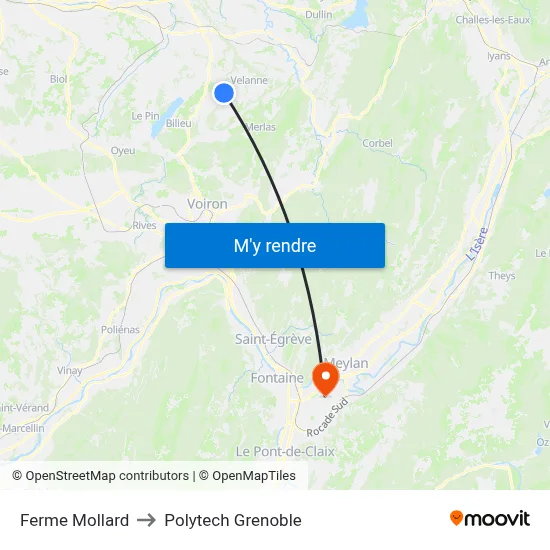 Ferme Mollard to Polytech Grenoble map