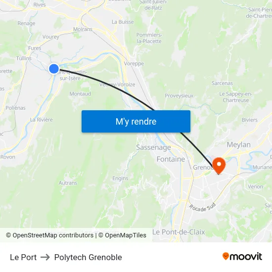 Le Port to Polytech Grenoble map
