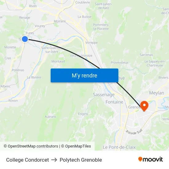 College Condorcet to Polytech Grenoble map