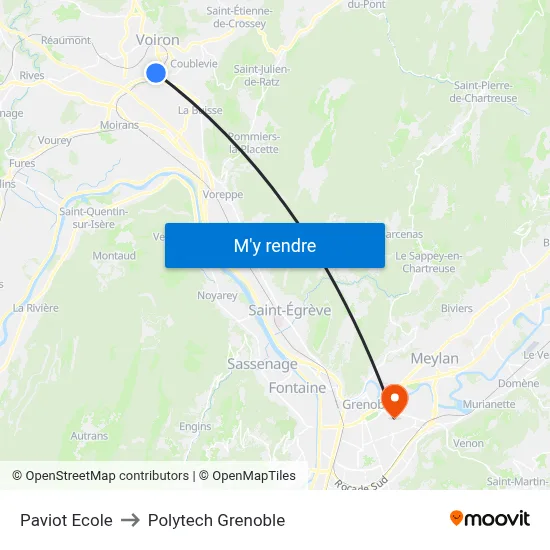 Paviot Ecole to Polytech Grenoble map