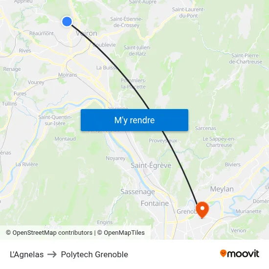 L'Agnelas to Polytech Grenoble map