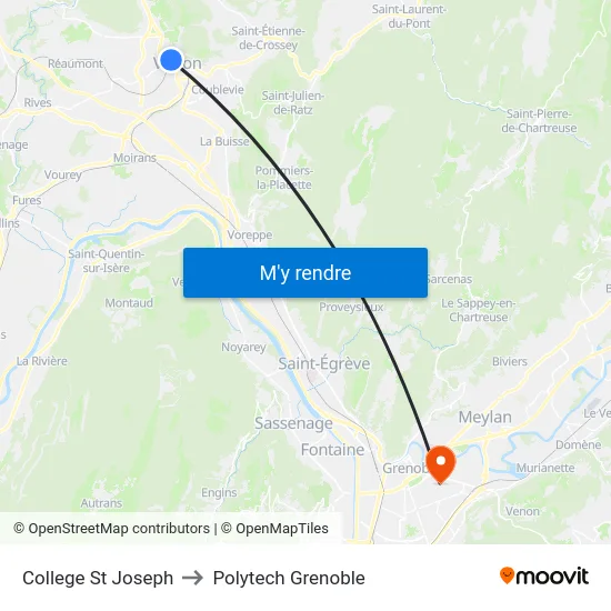 College St Joseph to Polytech Grenoble map
