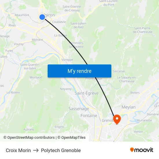 Croix Morin to Polytech Grenoble map