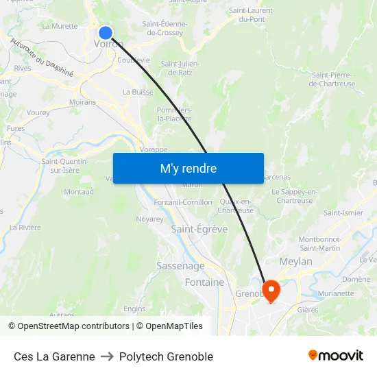 Ces La Garenne to Polytech Grenoble map