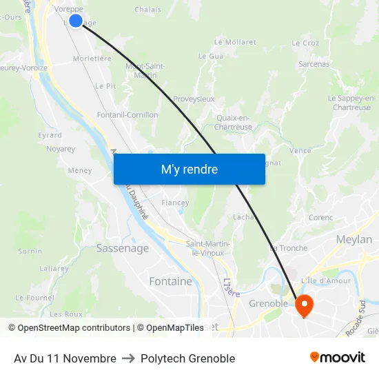Av Du 11 Novembre to Polytech Grenoble map