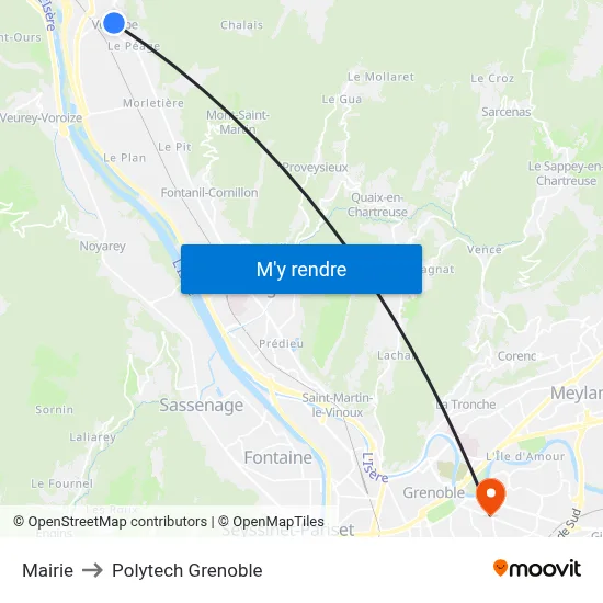 Mairie to Polytech Grenoble map