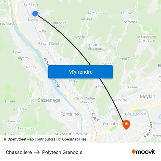 Chassoliere to Polytech Grenoble map