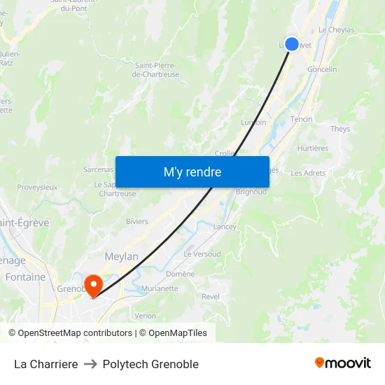 La Charriere to Polytech Grenoble map