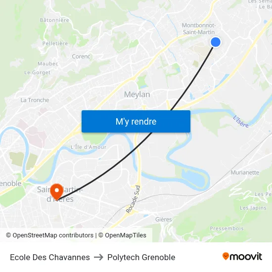 Ecole Des Chavannes to Polytech Grenoble map