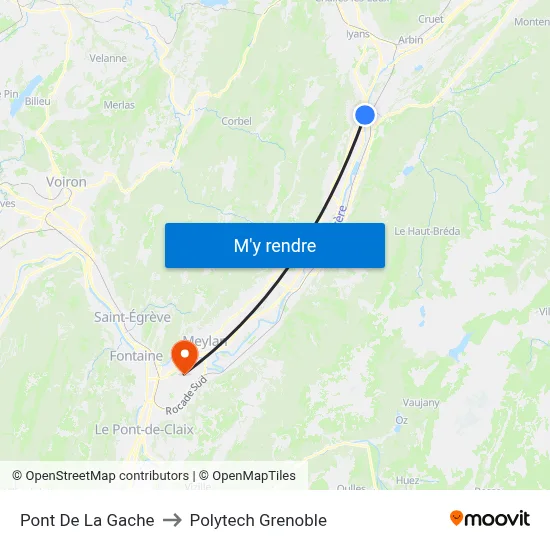 Pont De La Gache to Polytech Grenoble map