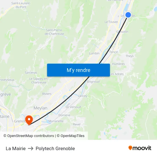 La Mairie to Polytech Grenoble map