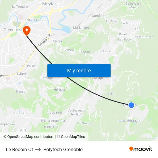 Le Recoin Ot to Polytech Grenoble map