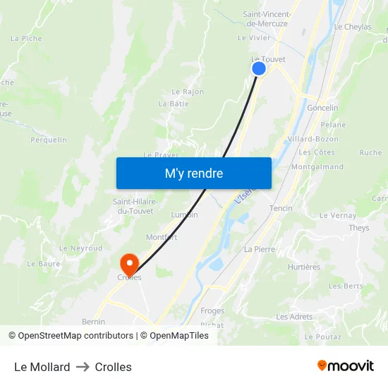 Le Mollard to Crolles map