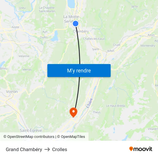 Grand Chambéry to Crolles map