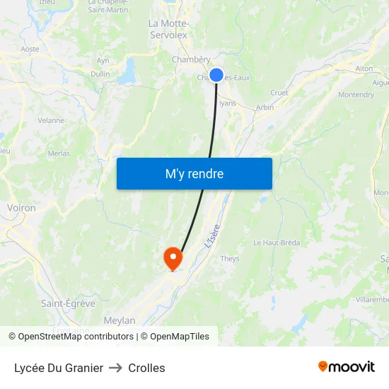 Lycée Du Granier to Crolles map