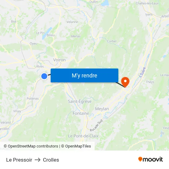 Le Pressoir to Crolles map