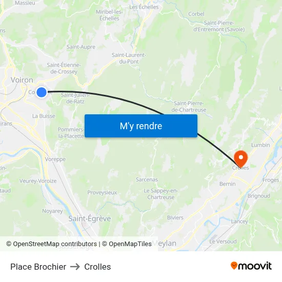 Place Brochier to Crolles map