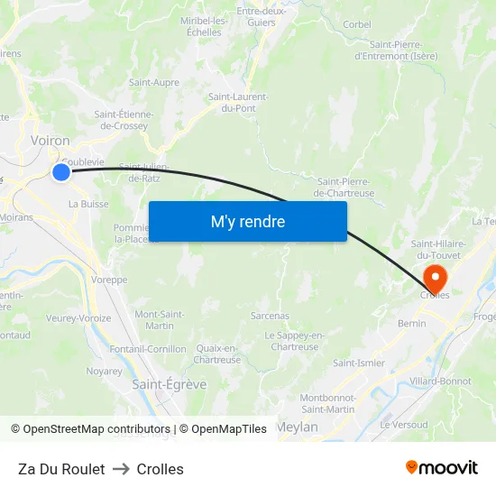 Za Du Roulet to Crolles map