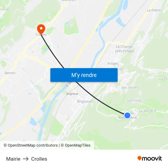 Mairie to Crolles map