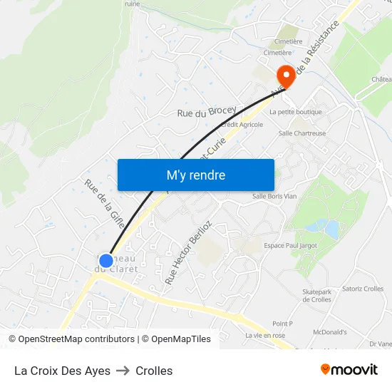 La Croix Des Ayes to Crolles map