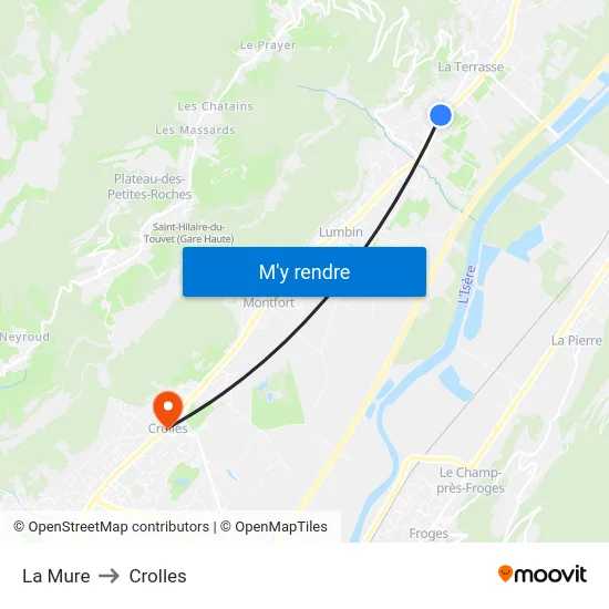 La Mure to Crolles map