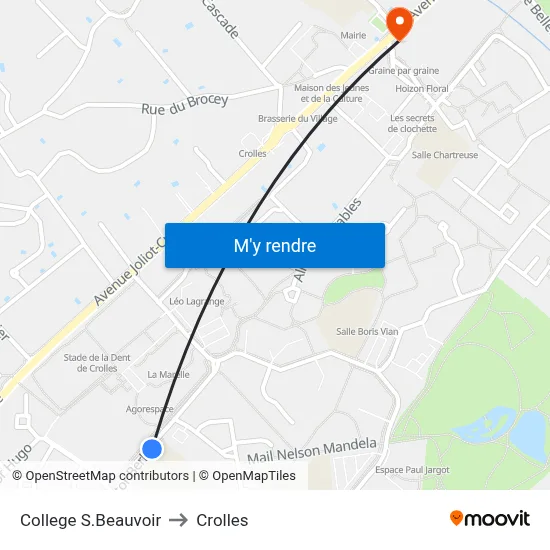 College S.Beauvoir to Crolles map