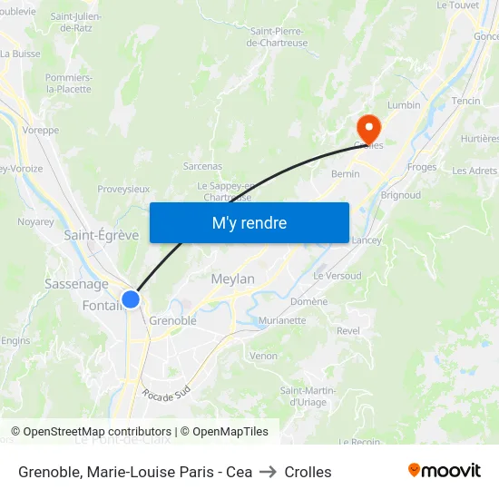 Grenoble, Marie-Louise Paris - Cea to Crolles map