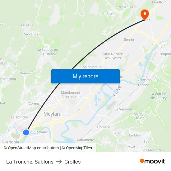 La Tronche, Sablons to Crolles map