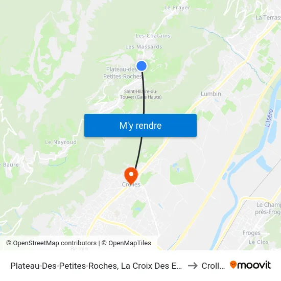 Plateau-Des-Petites-Roches, La Croix Des Eyrauds to Crolles map
