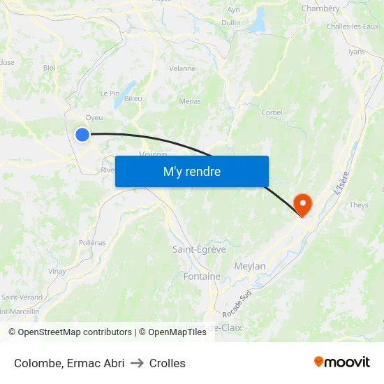Colombe, Ermac Abri to Crolles map