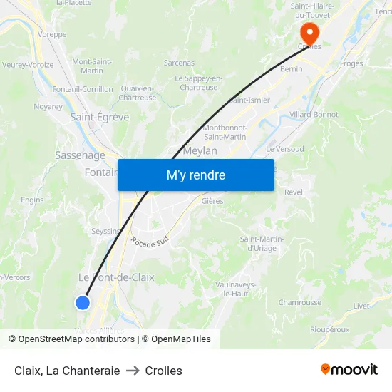 Claix, La Chanteraie to Crolles map