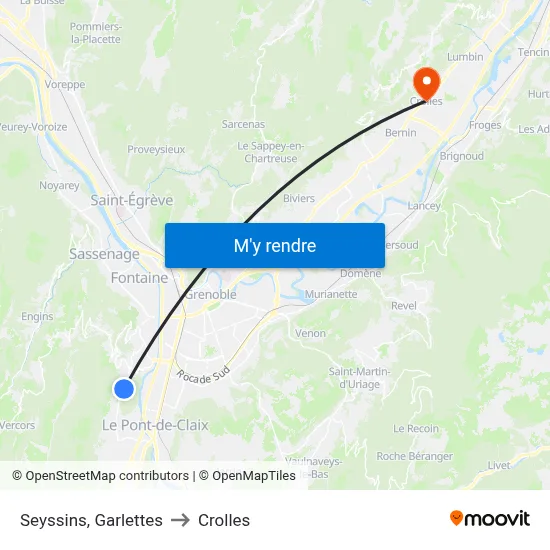 Seyssins, Garlettes to Crolles map