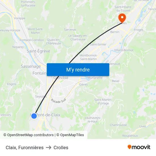 Claix, Furonnières to Crolles map