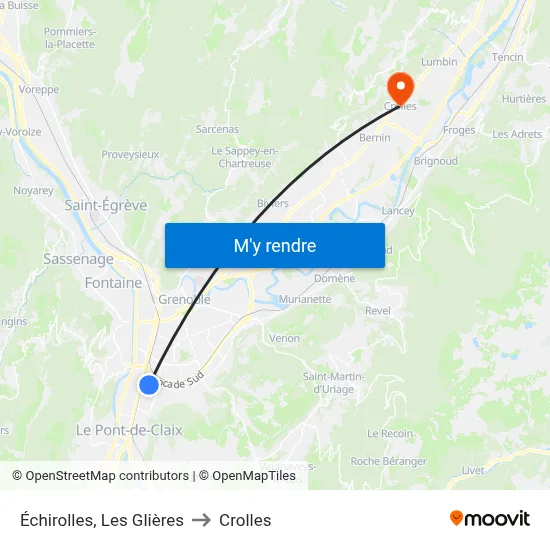 Échirolles, Les Glières to Crolles map