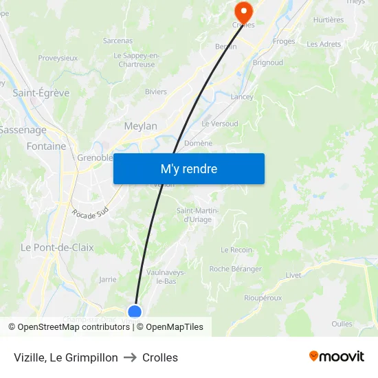 Vizille, Le Grimpillon to Crolles map