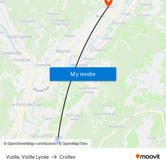 Vizille, Vizille Lycée to Crolles map