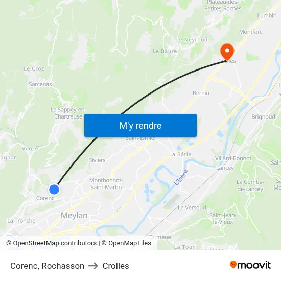 Corenc, Rochasson to Crolles map