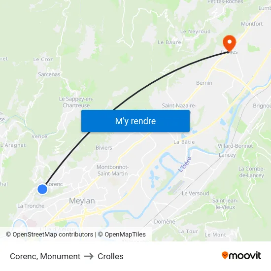 Corenc, Monument to Crolles map