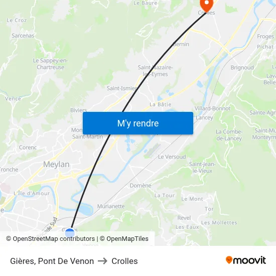 Gières, Pont De Venon to Crolles map