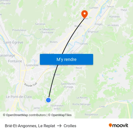Brié-Et-Angonnes, Le Replat to Crolles map