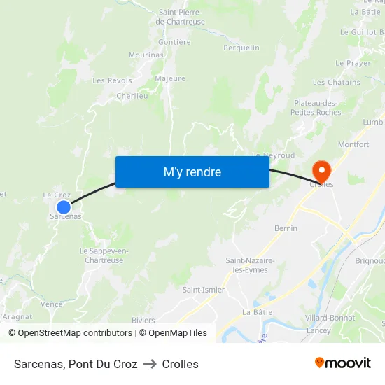 Sarcenas, Pont Du Croz to Crolles map