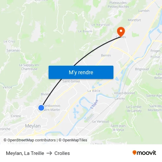 Meylan, La Treille to Crolles map