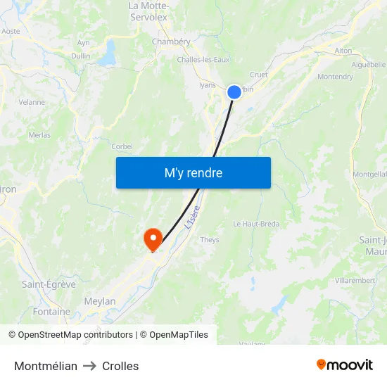 Montmélian to Crolles map
