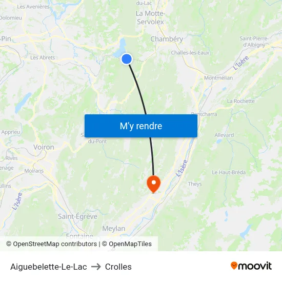 Aiguebelette-Le-Lac to Crolles map