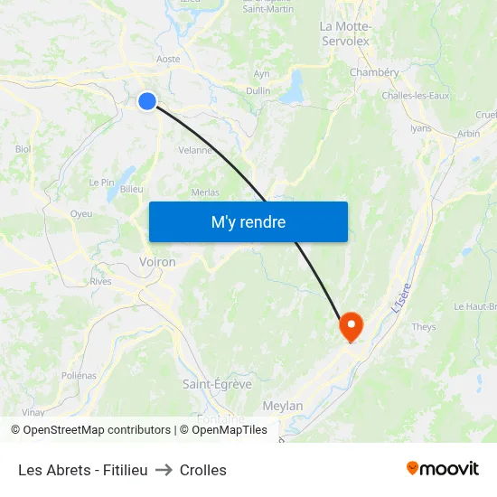 Les Abrets - Fitilieu to Crolles map