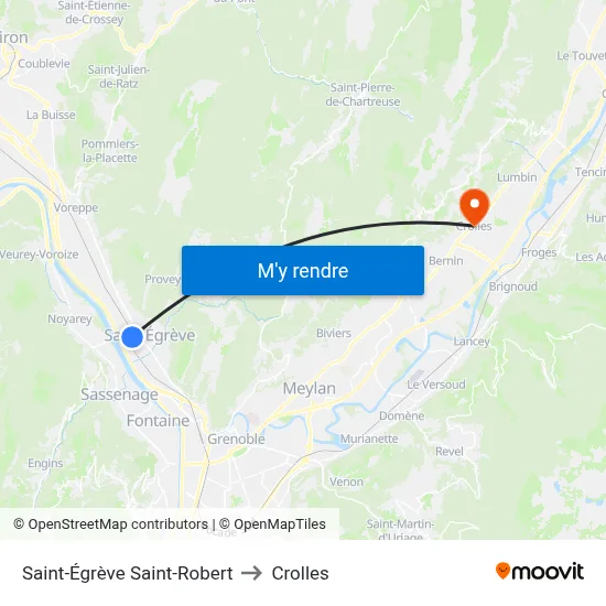 Saint-Égrève Saint-Robert to Crolles map