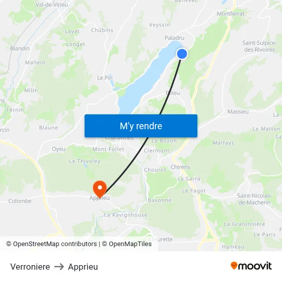 Verroniere to Apprieu map