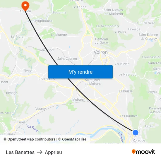 Les Banettes to Apprieu map