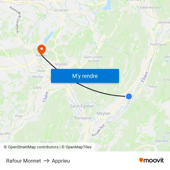 Rafour Monnet to Apprieu map